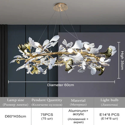 DecorBites™ Ginkgo Leaf Crystal Chandelier for Home Décor