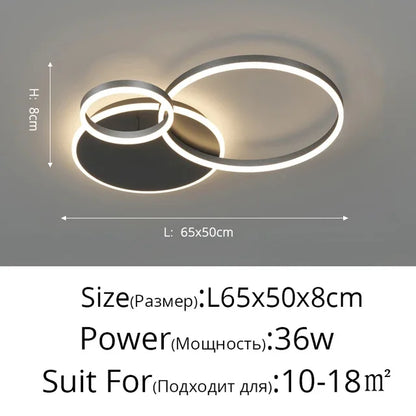 DecorBites™ LED Round Ceiling Chandelier for Modern Living Room, Bedroom, Restaurant - Circle Rings Lighting Fixture