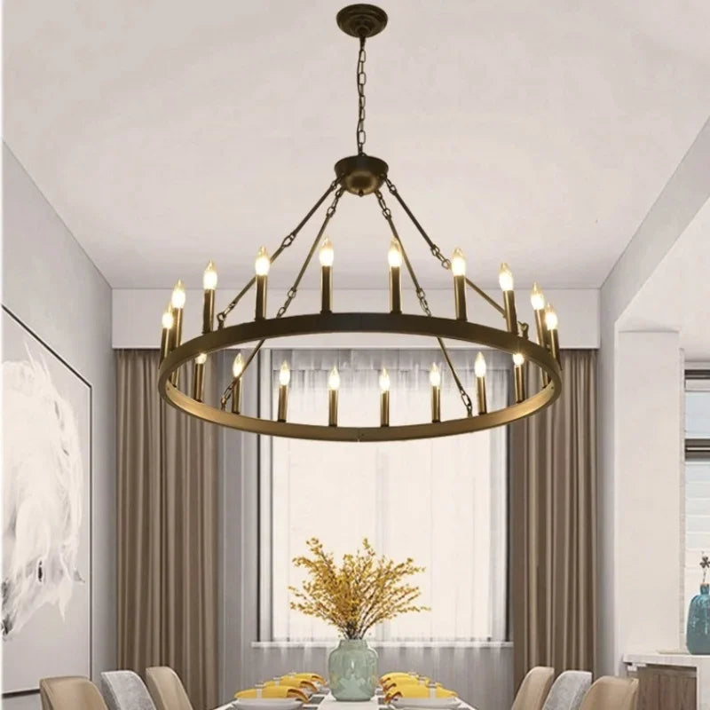 DecorBites™ Black Metal LED Pendant Chandelier for Living Room and Stairs