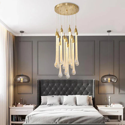 DecorBites™ 3W Round Stairs LED Chandelier: K9 Crystal, Metal Fixture, DIY Lamp for Villa