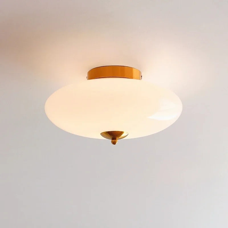 DecorBites™ Bauhaus Cream White Glass Ceiling Lamp LED Light