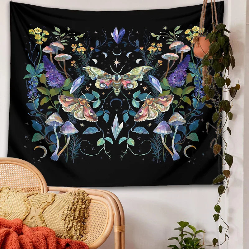 DecorBites™ Celestial Botanical Tapestry Wall Hanging - Starry Sky Dorm Decor