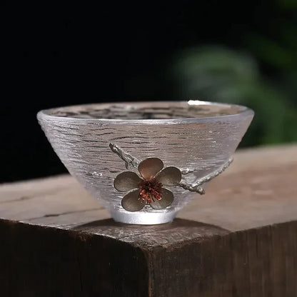 DecorBites™ Carved Tin Glass Tea Cup Set - Heat Resistant, Puer Chinese, Elegant Design