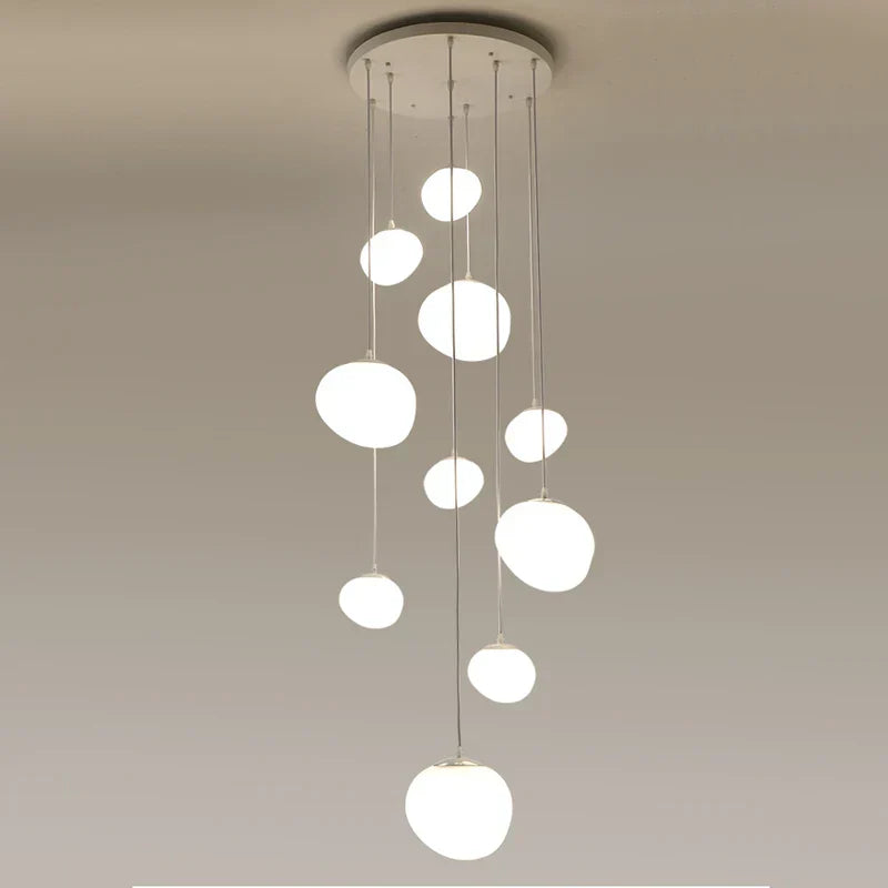 DecorBites™ Cobblestone Glass LED Pendant Lights Chandelier for Villa Hotel Loft Stairway