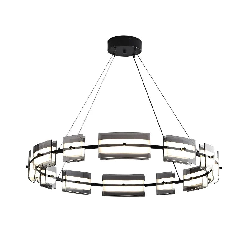 DecorBites™ Glass Restaurant Chandelier, High-End All Copper Lighting Fixture