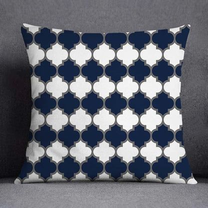 DecorBites™ Blue Geometric Floral Design Pillowcase - Modern Home Decor Cushion Cover