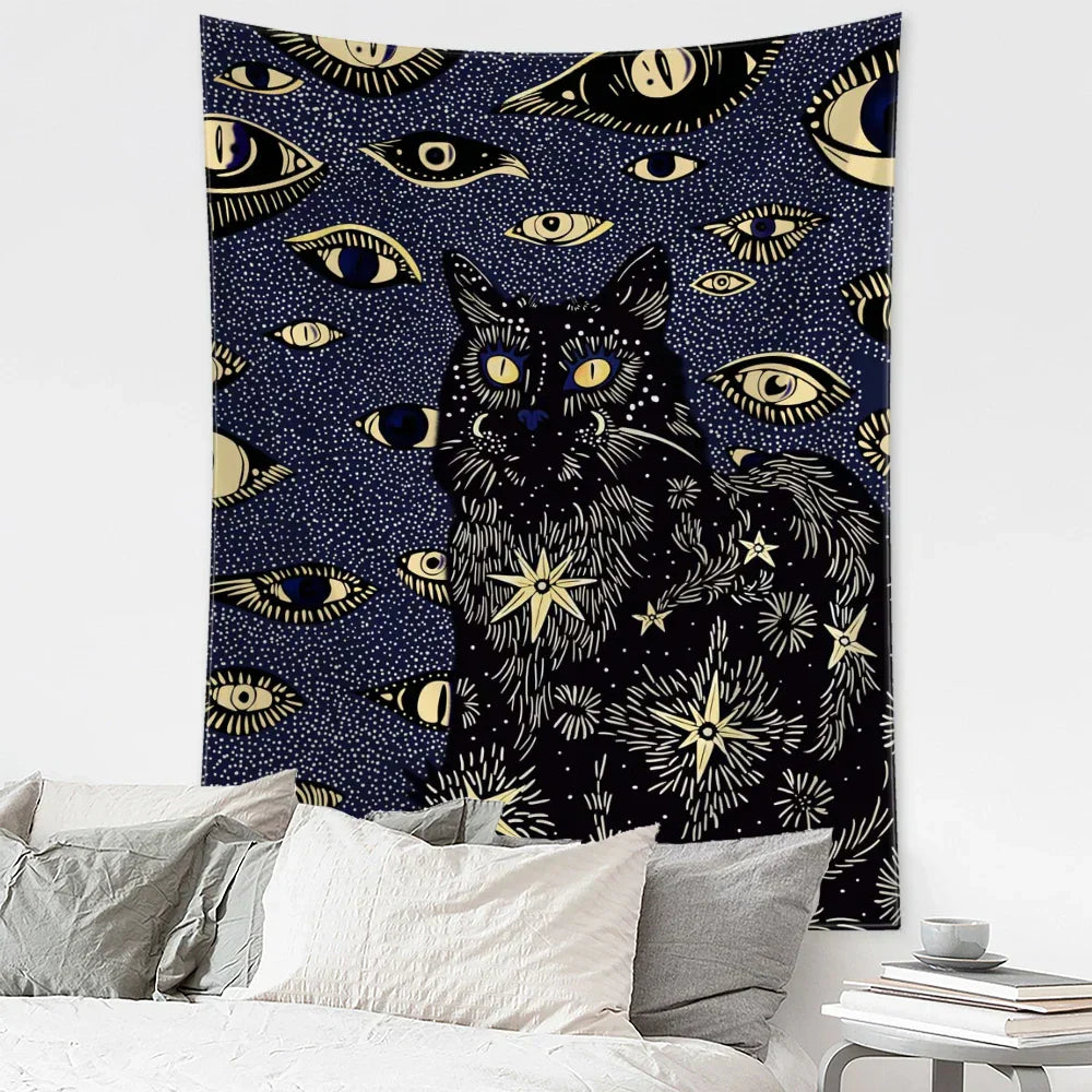 DecorBites™ Cat Eyes Tapestry Wall Hanging Abstract Psychedelic Witchcraft Bohemian Home Decor