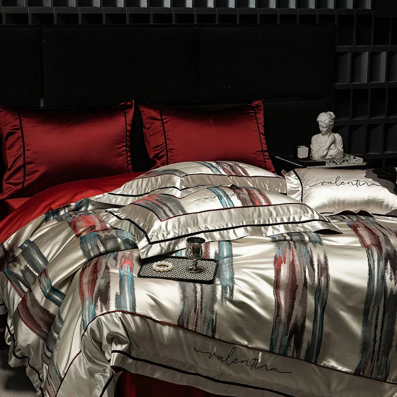DecorBites™ Luxe Brocade Jacquard Bedding Set with Egyptian Cotton & Embroidery