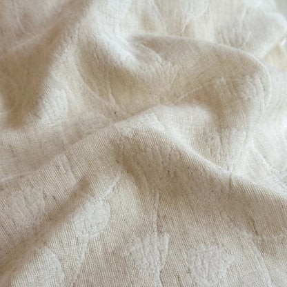 DecorBites™ Jacquard Linen Cotton Ruffles Bedding Set with French Lace in Natural Skin Tone