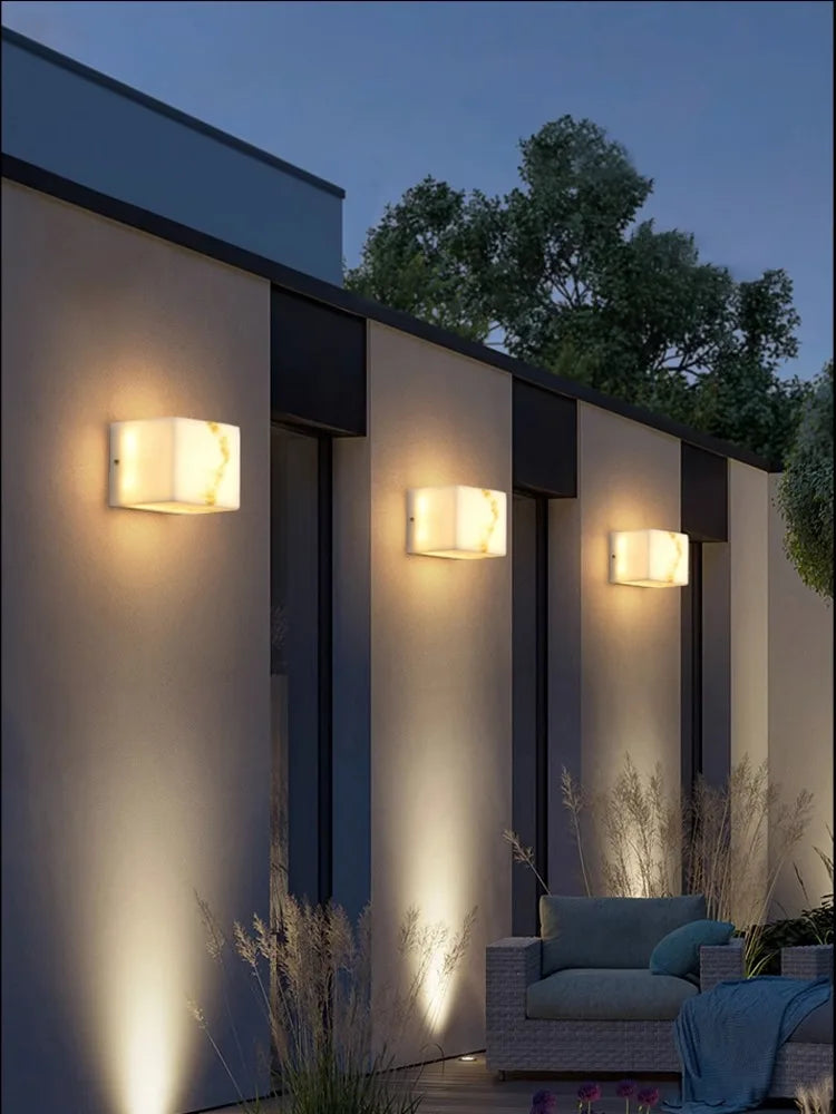 DecorBites™ Art Deco Marble Cube LED Wall Sconce Indoor Outdoor IP54 Waterproof