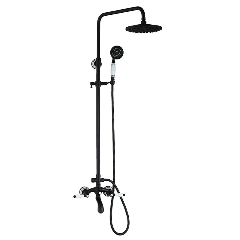 DecorBites™ 8" Black Rain Shower Head Set with Hand Spray and Mixer Faucet