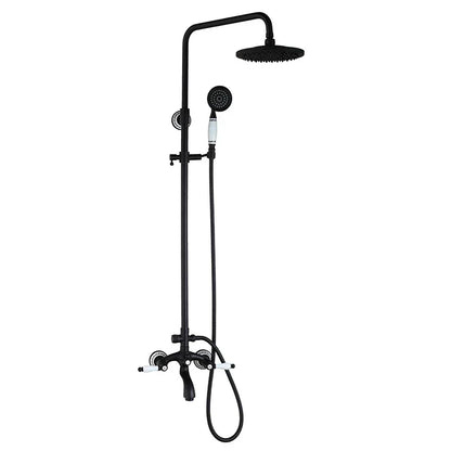 DecorBites™ 8" Black Rain Shower Head Set with Hand Spray and Mixer Faucet