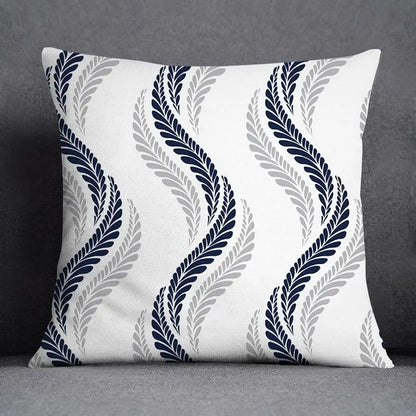 DecorBites™ Blue Geometric Floral Design Pillowcase - Modern Home Decor Cushion Cover