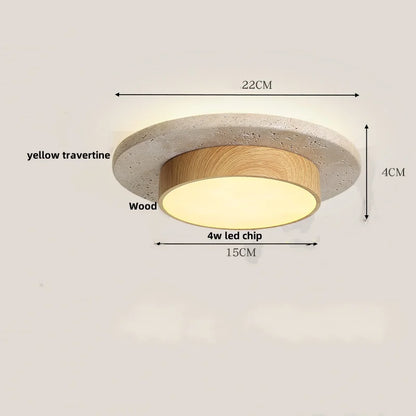 DecorBites™ LED Wood Yellow Travertine Ceiling Light - Modern Style for Home Decor