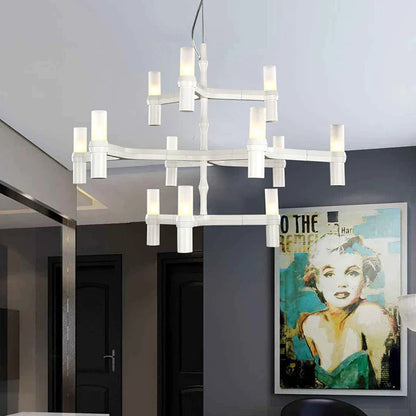 DecorBites™ Crown Major Chandelier G9 Luxury Foyer Chandelier, White Gold, Chrome Metal