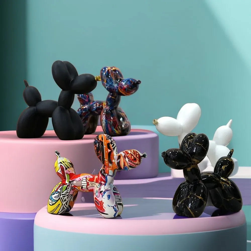 DecorBites™ Balloon Dog Sculpture Modern Decor Black White Pink Room Figurines