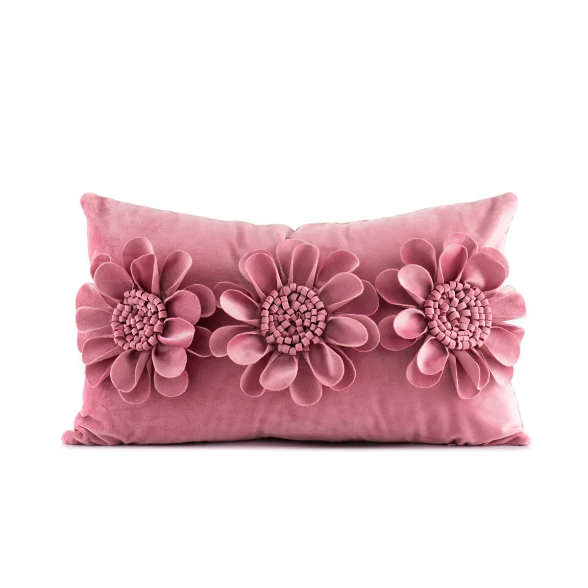 DecorBites™ 3D Velvet Flower Pillow Covers in Yellow Beige 45x45cm