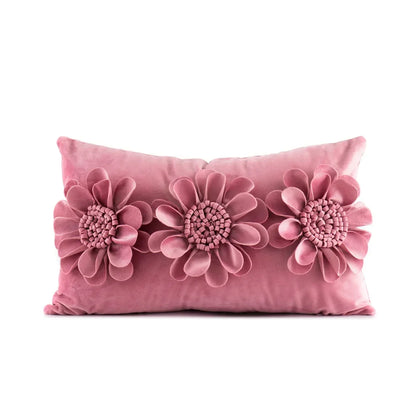 DecorBites™ 3D Velvet Flower Pillow Covers in Yellow Beige 45x45cm