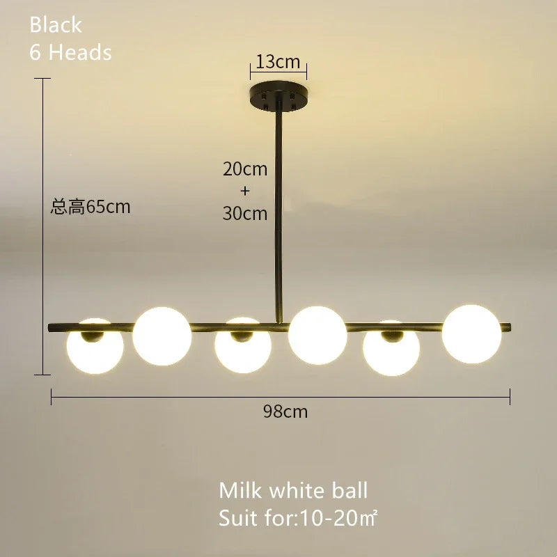 DecorBites™ Glass Ball Chandelier - Modern LED Pendant Lamp for Home Decor