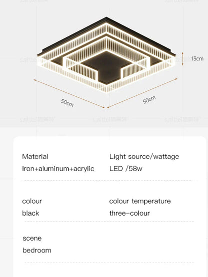 DecorBites™ LED Black Chandelier Acrylic Ceiling Lamp: Modern Luxur Lighting for Home & Office
