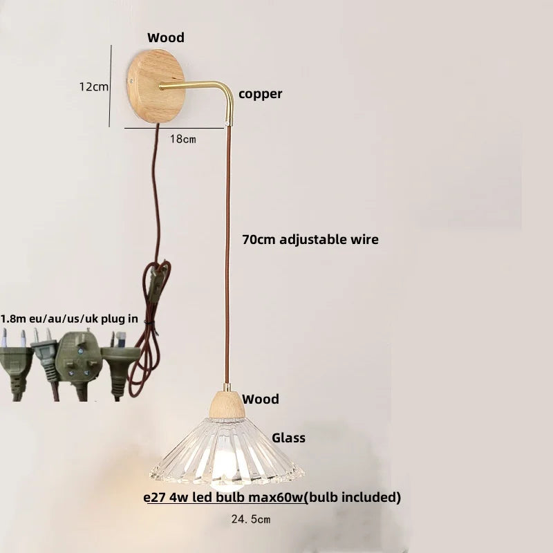 DecorBites™ Clear Glass LED Wall Light with Pull Chain Switch