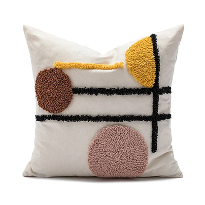 DecorBites™ Geometric Waves Tufted Pillow Covers with Embroidered Tassels