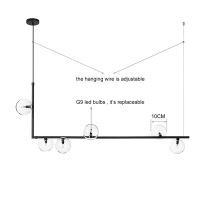 DecorBites™ Glass Black Chandelier Pendant Lamp Nordic Modern Living Room Light