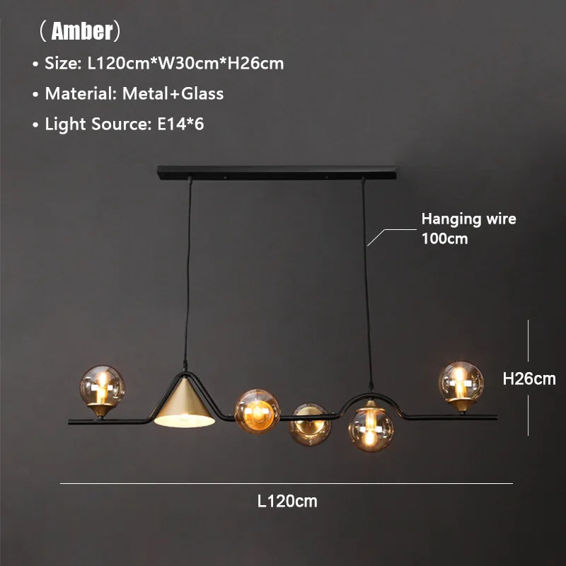 DecorBites™ Black Gold Glass Chandelier LED Luxury Pendant Light