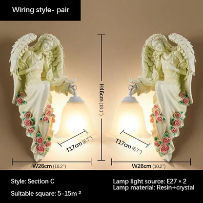 DecorBites™ Angel Indoor Wall Light LED Gold Resin Sconce for Home Decor