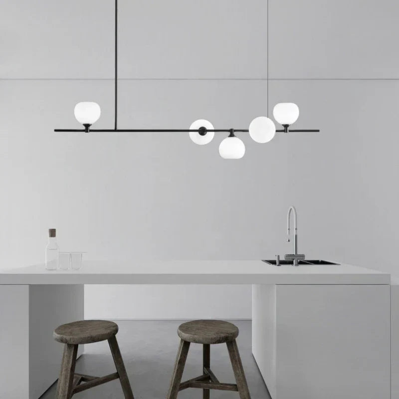 DecorBites™ Brass and White Glass Pendant Lamp with Adjustable Height