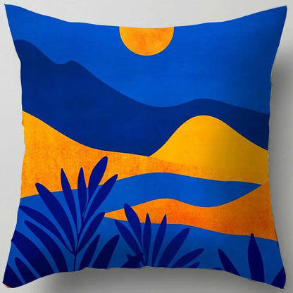 DecorBites™ Blue Flower Leaves Pattern Pillowcase - Nordic Style Living Room Cushion Cover