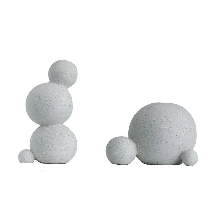 DecorBites™ Geometric Ceramic Handicraft Sculpture: Abstract Circular Desktop Ornament for Home Decor