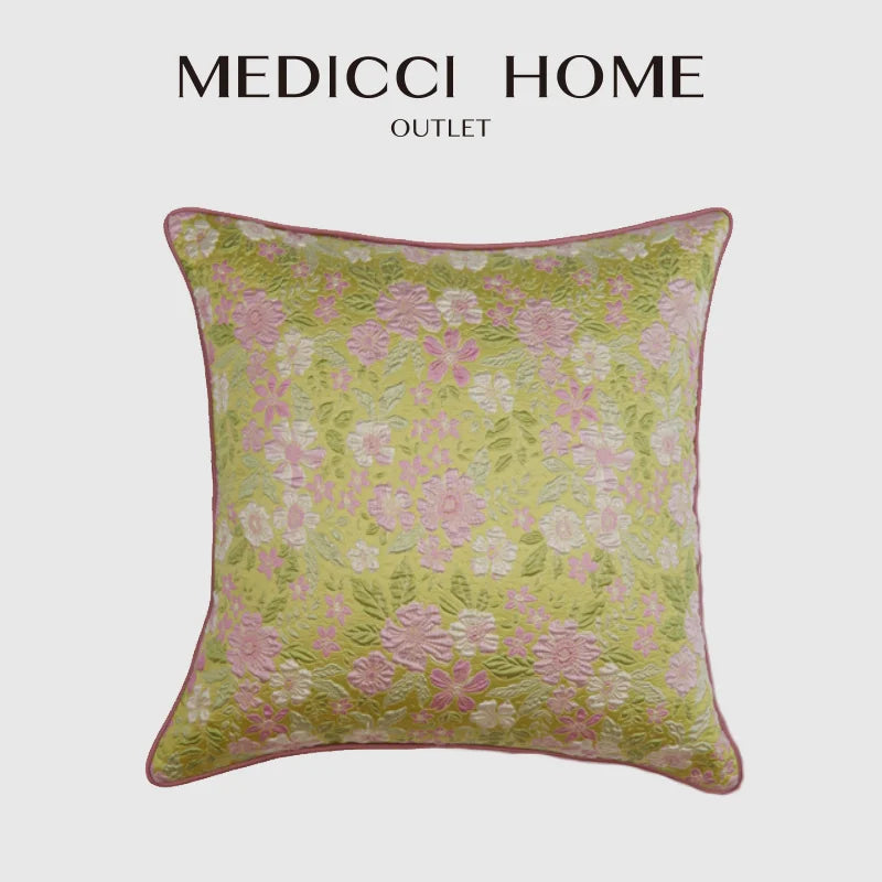 DecorBites™ Contessa Camellia Throw Pillow Cover: French Retro 3D Floral Jacquard Cushion Case