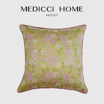 DecorBites™ Contessa Camellia Throw Pillow Cover: French Retro 3D Floral Jacquard Cushion Case