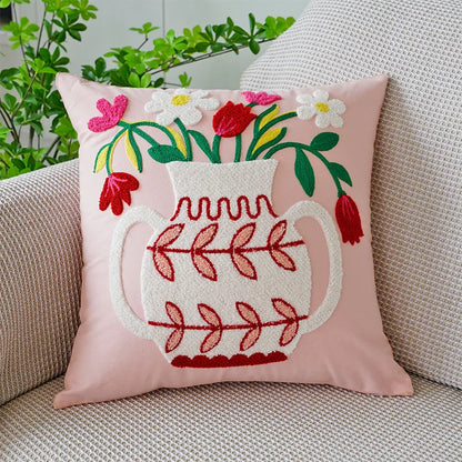 DecorBites™ Green Tulip Embroidery Pillowcase 45X45CM - Sofa Bed Office Car Chair Cover