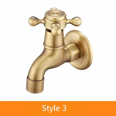 DecorBites™ Antique Brass Garden Bibcocks Single Cold Tap Faucet for Outdoor Use