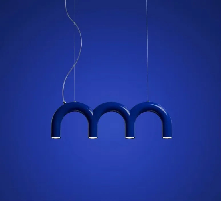 DecorBites™ Blue Metal Arch Chandelier Pendant Light - Modern Design for Home Décor