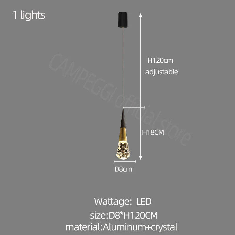 DecorBites™ Crystal Chandelier LED Staircase Lamp for Elegant Living Room, Kitchen, and Restaurant