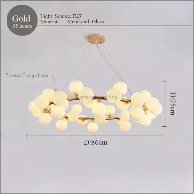 DecorBites™ LED Glass Chandelier Pendant Lamp for Living Room Dining Room Lighting