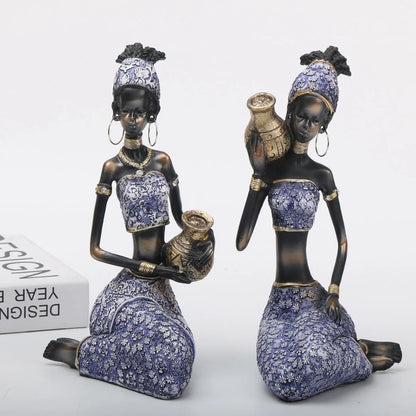 DecorBites™ African Woman Sculpture: Realistic Home Decor Figurine