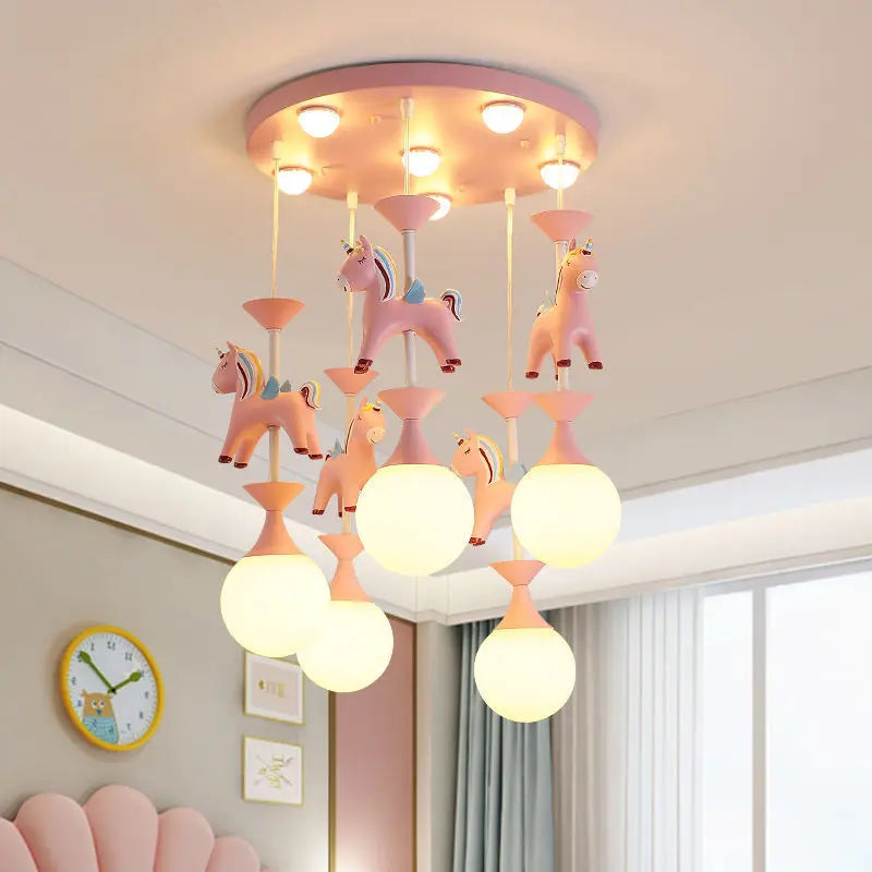 DecorBites™ Kids Dream Carousel Chandelier: Modern, Creative & Cute Bedroom Pendant Light