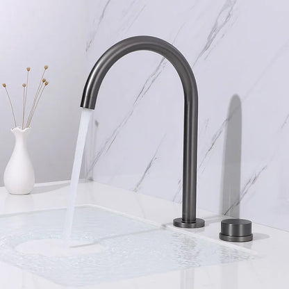 DecorBites™ Brushed Gold Widespread Basin Faucet - Two Hole Bathroom Sink Tap