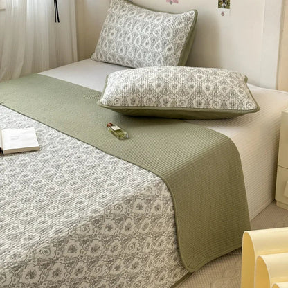 DecorBites™ Double-Sided Cotton Bed Cover Quilted Tatami Mat, Soft & Anti-Slip Mattress