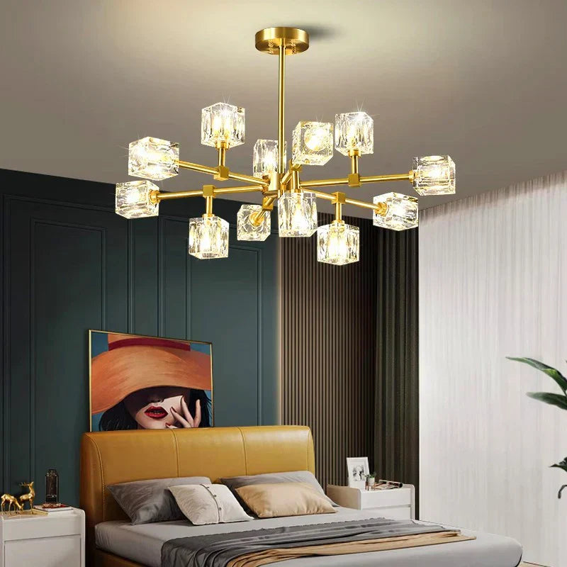 DecorBites™ Crystal Chandelier: Luxury Living Room & Bedroom Pendant Light