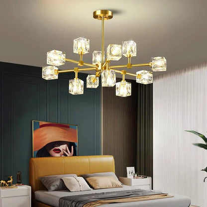 DecorBites™ Crystal Chandelier: Luxury Living Room & Bedroom Pendant Light