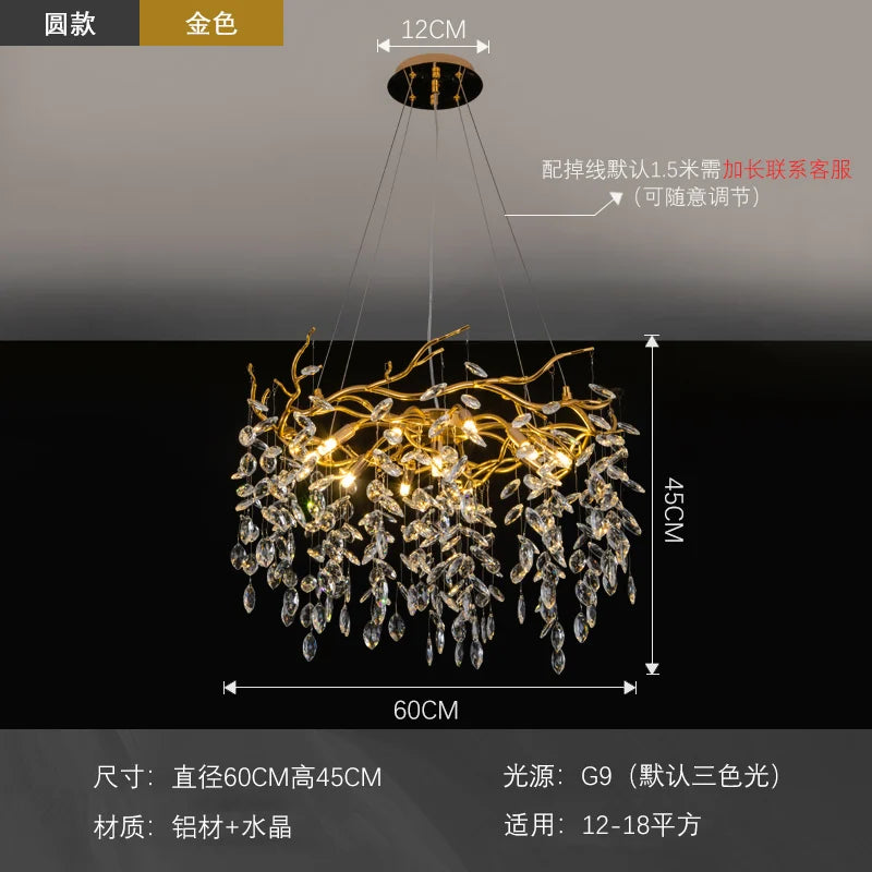 DecorBites™ Golden Branch Led Ceiling Chandelier Modern Living Room Pendant Lights