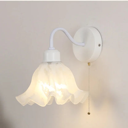DecorBites™ Glass Iron LED Wall Sconce Pull Chain Switch Stair Light Fixture for Bedroom