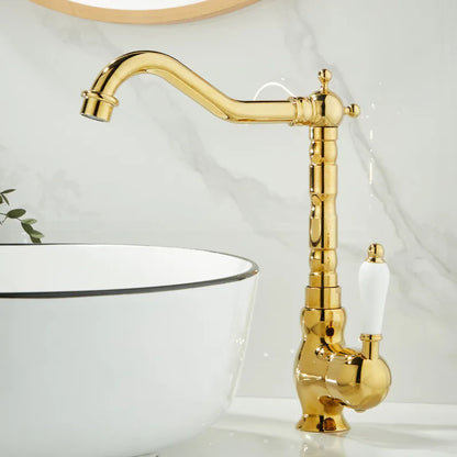 ™ Gold Basin Faucet Single Handle Bathroom Sink Tap Hot Cold Mixer Tap