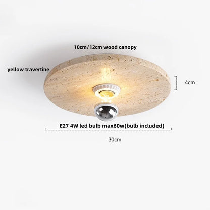 DecorBites™ Ellipse Stone LED Ceiling Light Natural Travertine Lamp Plafon