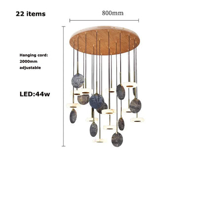 DecorBites™ Burlywood Marble LED Ceiling Chandelier for Living Room